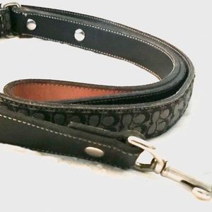 Coach Blue and Grey Leather Pet Leash - Large